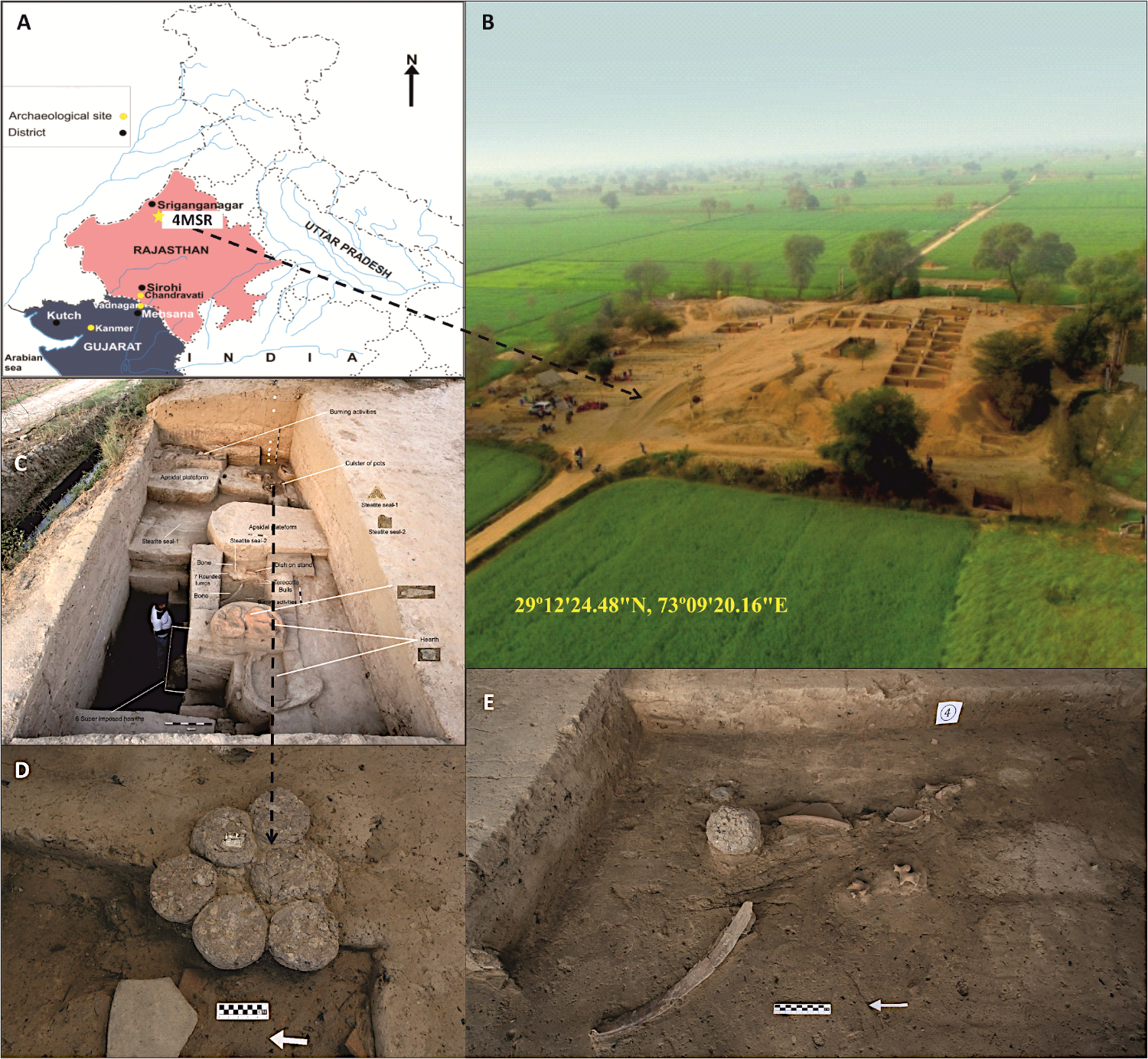 Archaeological site 4MSR and seven spheroids from starchy plants (Agnihotri & al. 2021)